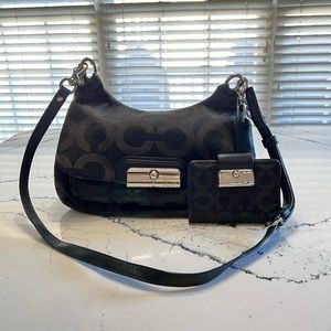 Black Coach Crossbody Bag and Matching Wallet